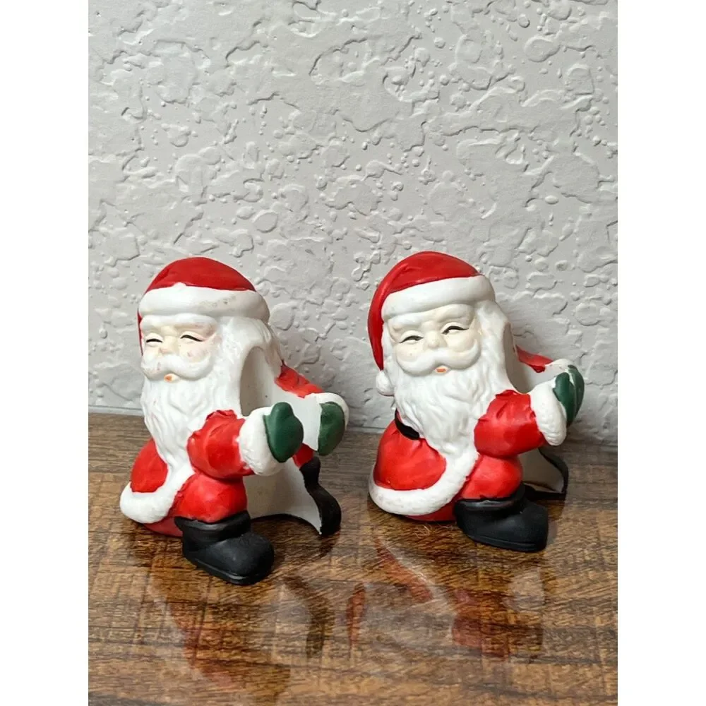 Vintage Santa Tapered Candle Holders Set of 6 Christmas Table Decor Holiday Lot